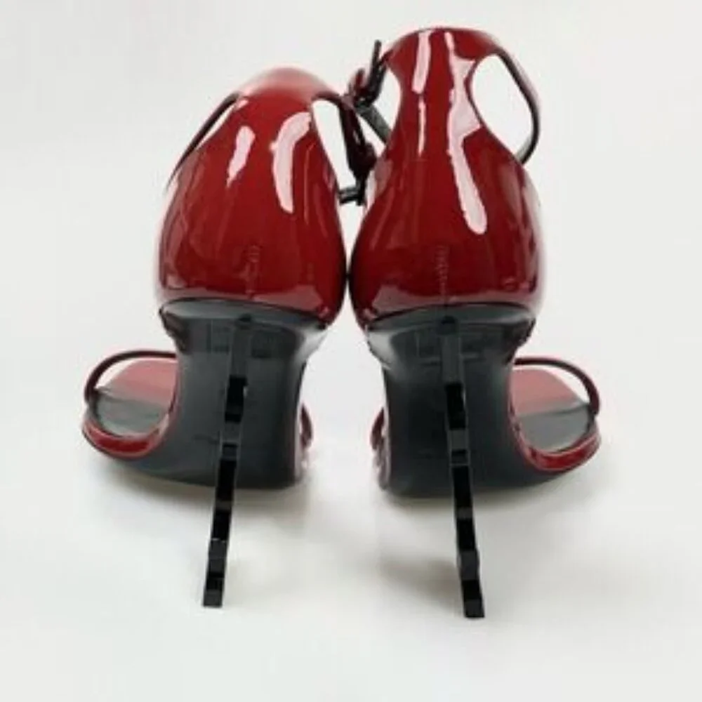 NIB Saint Laurent Opyum 110 in Patent Leather Heeled Sandal Red - Picture 12 of 15